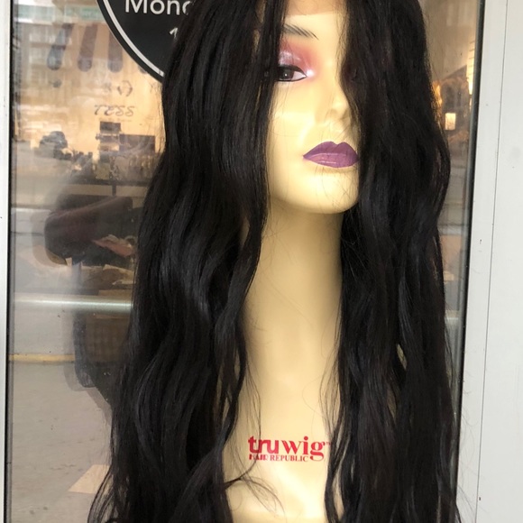Wig 13X6 Freepart Swisslace long loose wave human hair blend main image 5